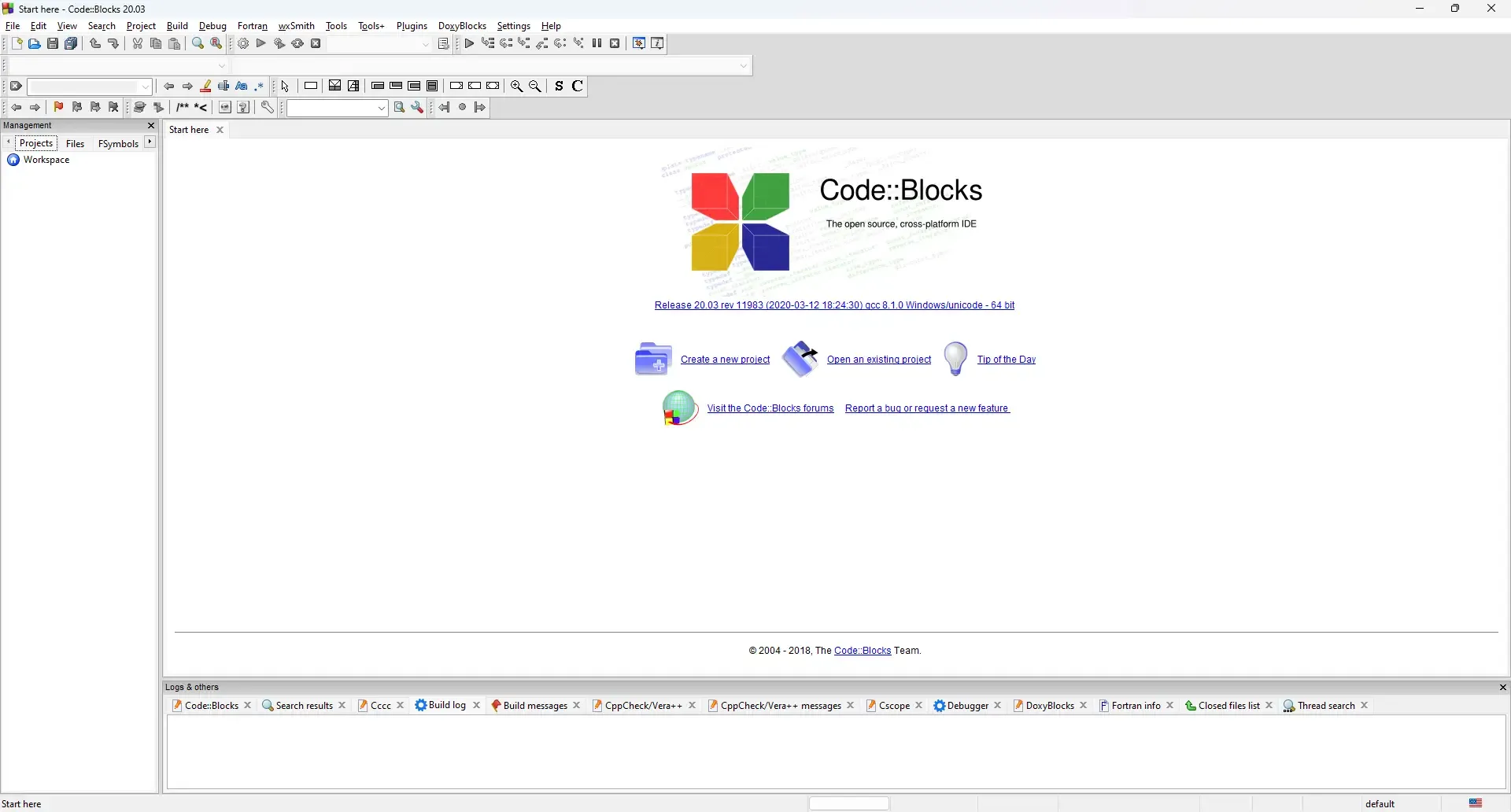 A screenshot of CodeBlocks