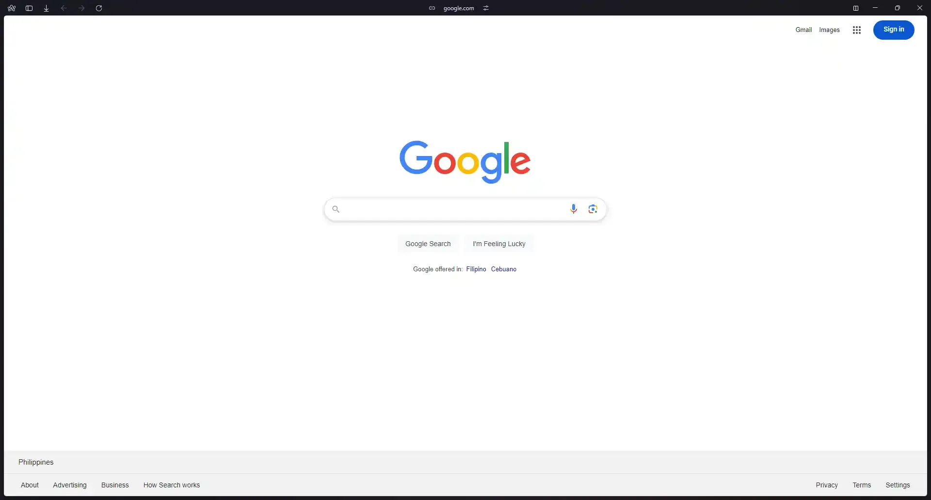 A screenshot of Google