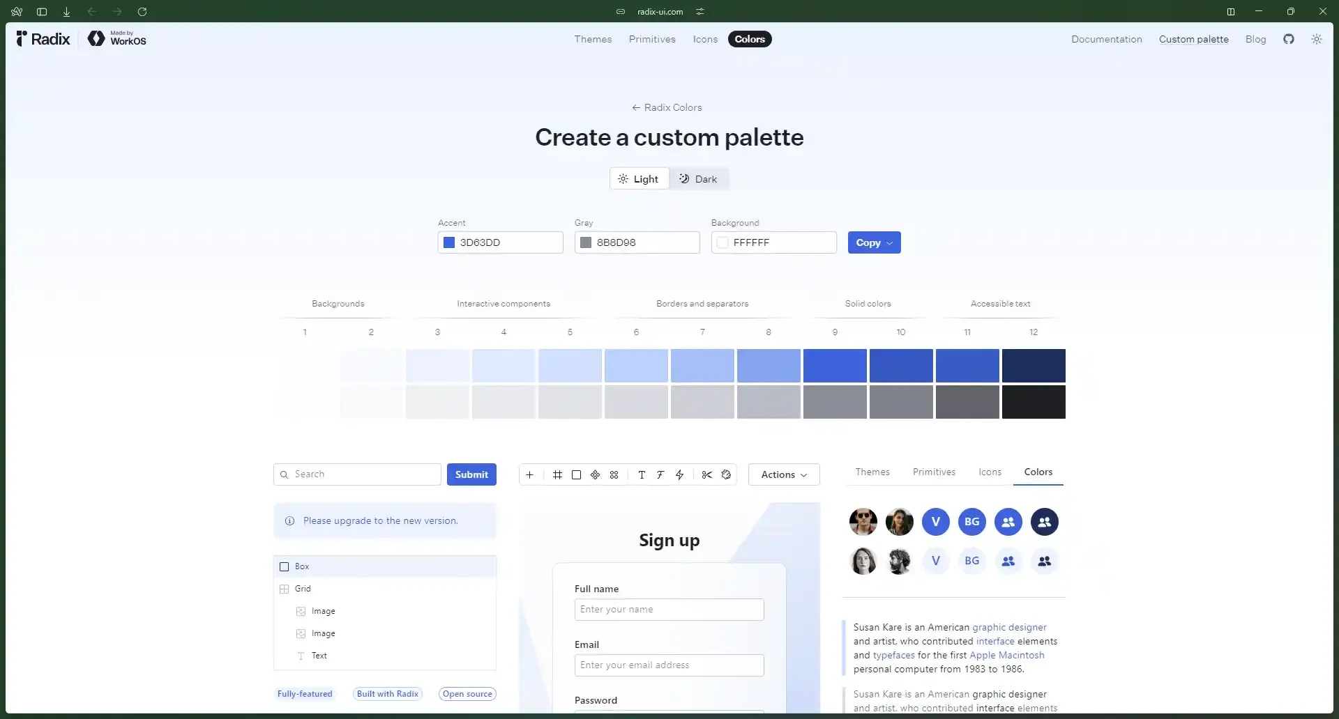 A screenshot of Radix Colors